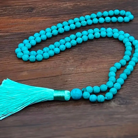 1pc Boho Chic 108 Bead Turquoise Mala Necklace, 6mm Synthetic Faux Gemstone, - Picture 12 of 12